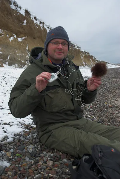 Caught in the act - Myself with the recorder and the microphone - no it's not a huge mouse fly!